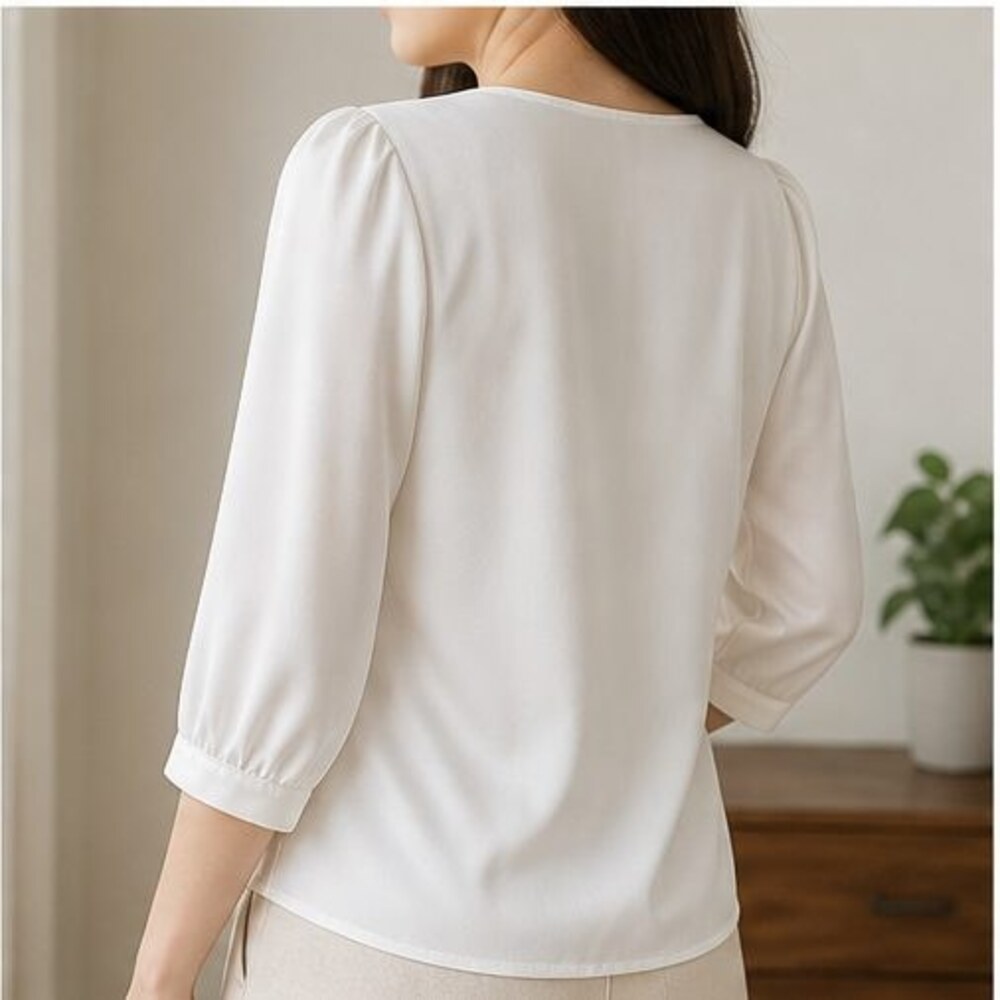 White Ruffle Blouse - Picture 3 of 6